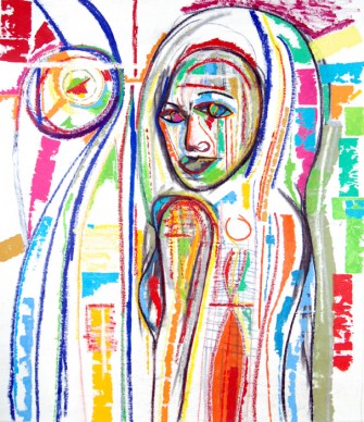 Abstract Female Portrait, abstract art by Marten Jansen, painted in 2011
