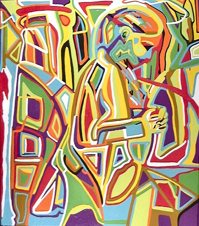 Abstract art print: Woman in Temple
