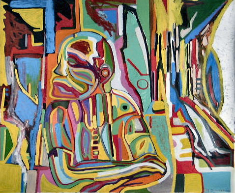 abstract art portrait of homeless, second version